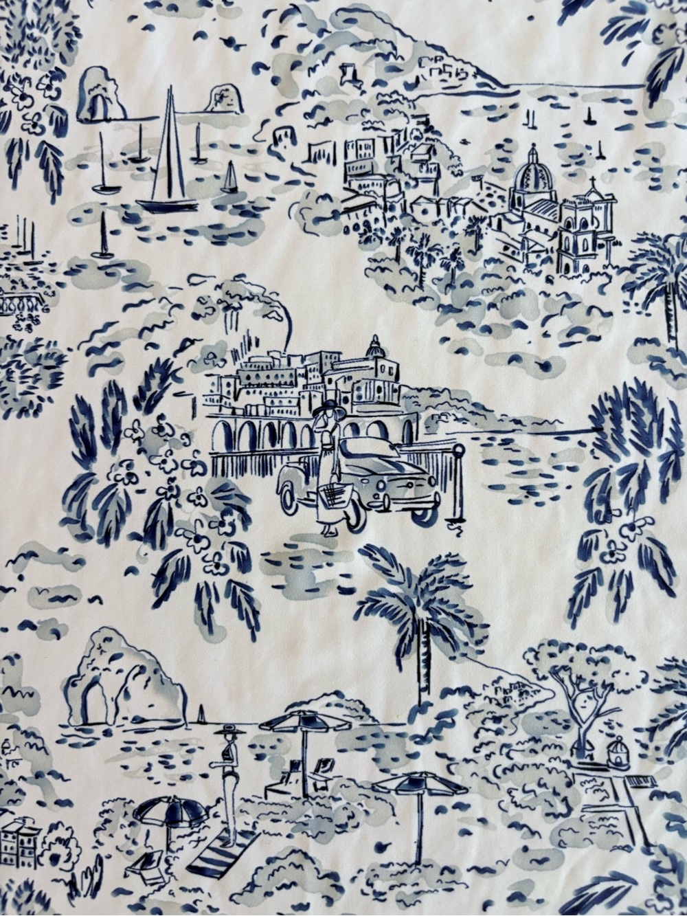 Smith & Quinn Women’s Blue Toile Shift Dress Mediterranean Beach Size Medium M - Picture 3 of 11
